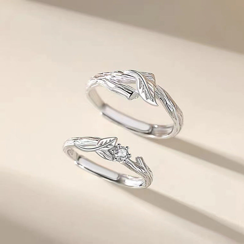 Women's & Men's And One Pair Trendy Fashion Leaves Valentine's Rings