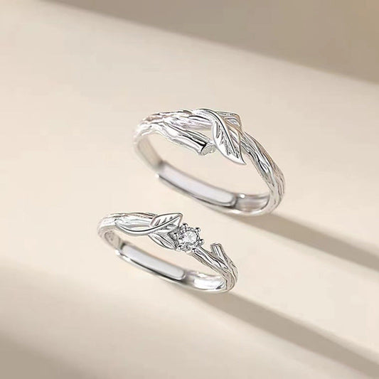 Women's & Men's And One Pair Trendy Fashion Leaves Valentine's Rings