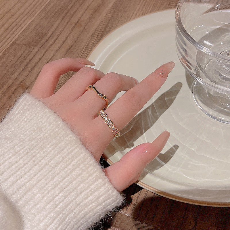 Women's Two-piece Set Light Luxury Minority Open Rings