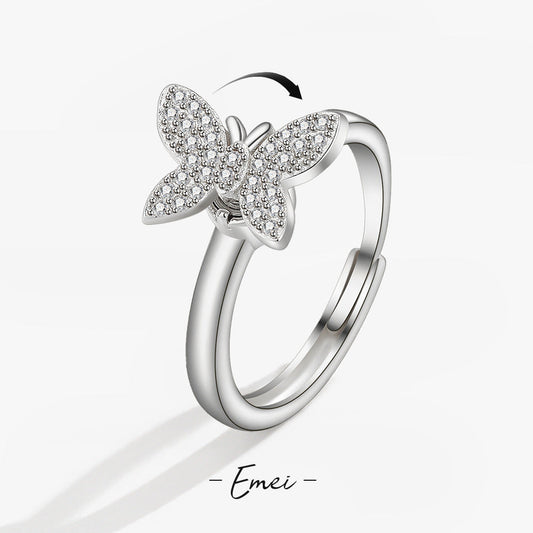 Creative Fashion And Butterfly Female Rotatable Opening Rings