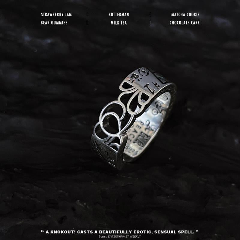 Sier-plated Totem Open Female Light Luxury Minority Rings