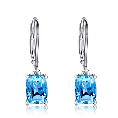 Blue Topaz Drop Female Simple Zircon Earrings