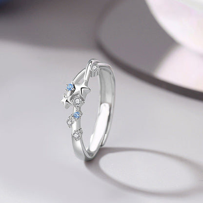 Women's & Men's Stars And One Pair Fresh Diamond Star Open-end Rings