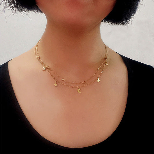 And Moon Pendant Clavicle Chain Stainless Necklaces