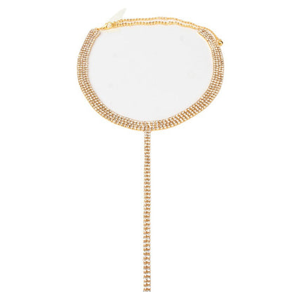 And Double Row Rhinestone Chain Clavicle Necklaces