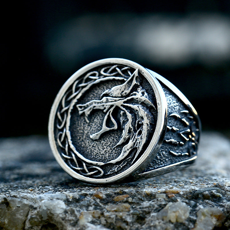 Men's Nordic Viking Celtic Knot Wolf Head Rings