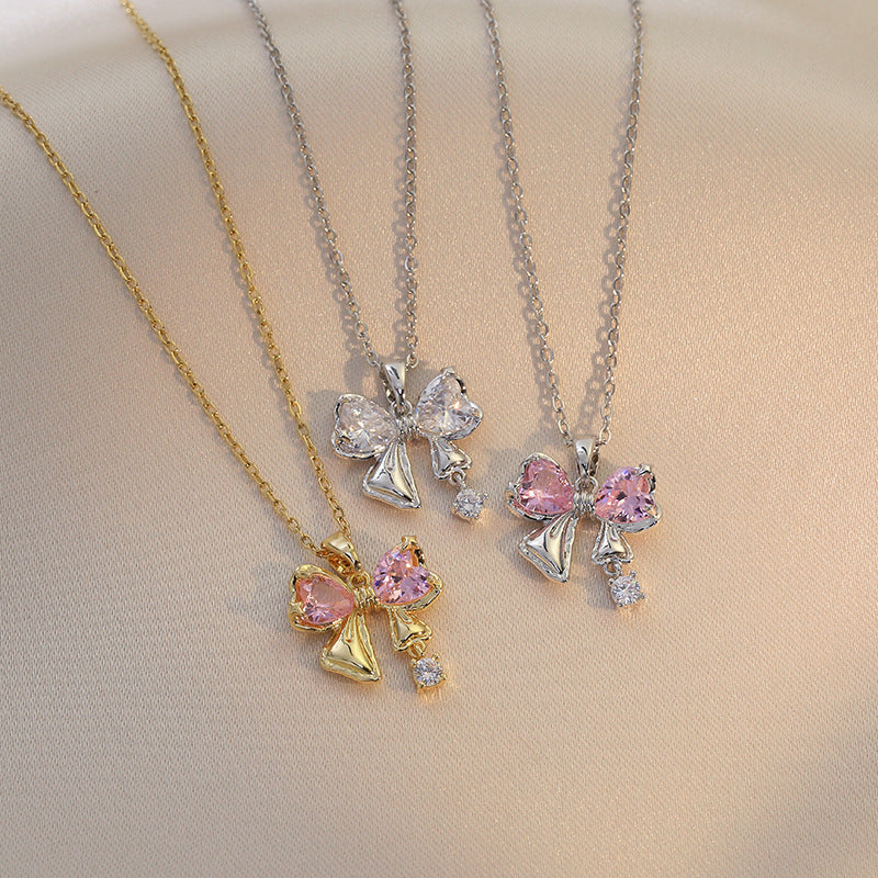 Fan Korean Style Butterfly Full Diamond Necklaces