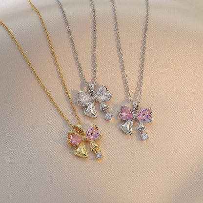 Fan Korean Style Butterfly Full Diamond Necklaces