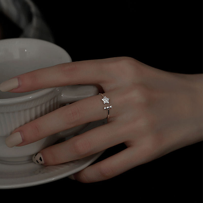 Star Zircon Female Niche Five-pointed Design Rings