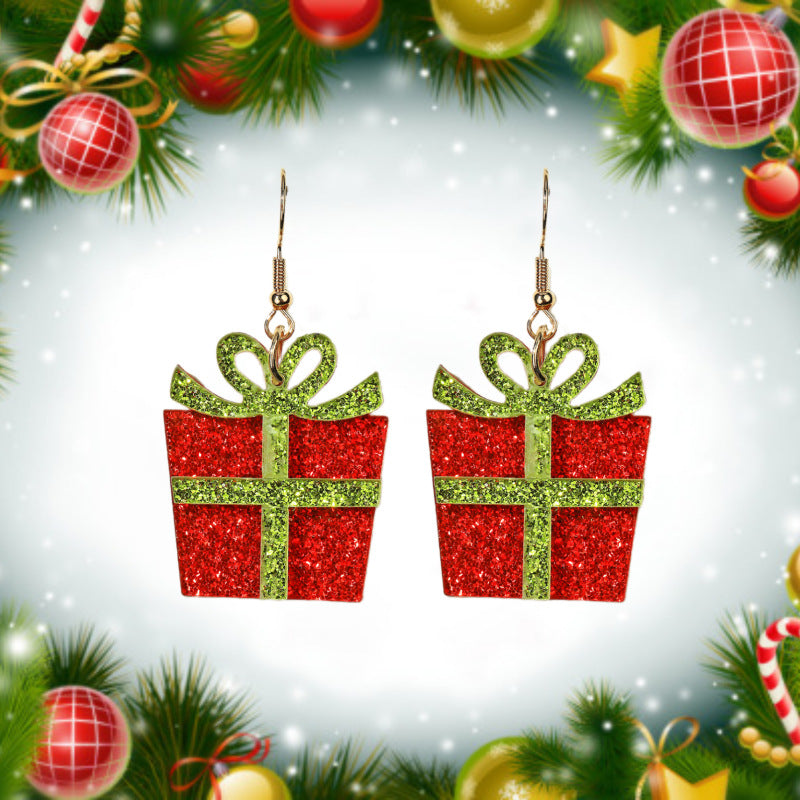 Cute Creative Christmas Tree Elk Acrylic Earrings