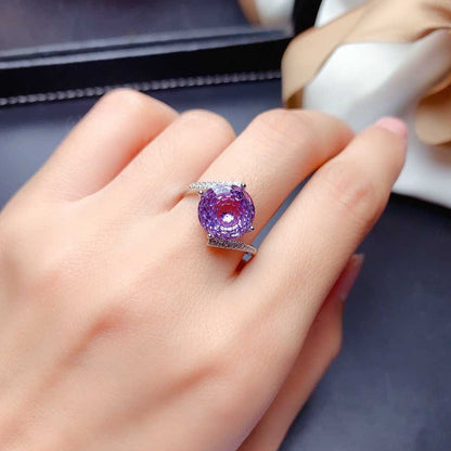 Bird's Nest Cut Fireworks Live Simulation Amethyst Temperament Rings