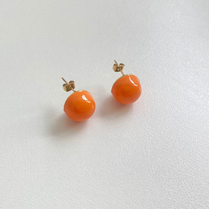 Color Round Trendy Stainless Steel Retro Earrings