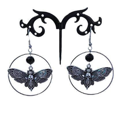 Gothic Sier Skull Moth Pendant Stylish Necklaces