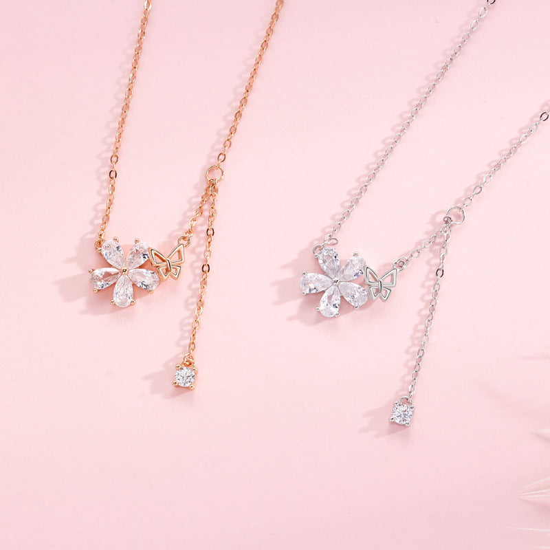 Female Sweet Flowers Clavicle Chain Style Necklaces