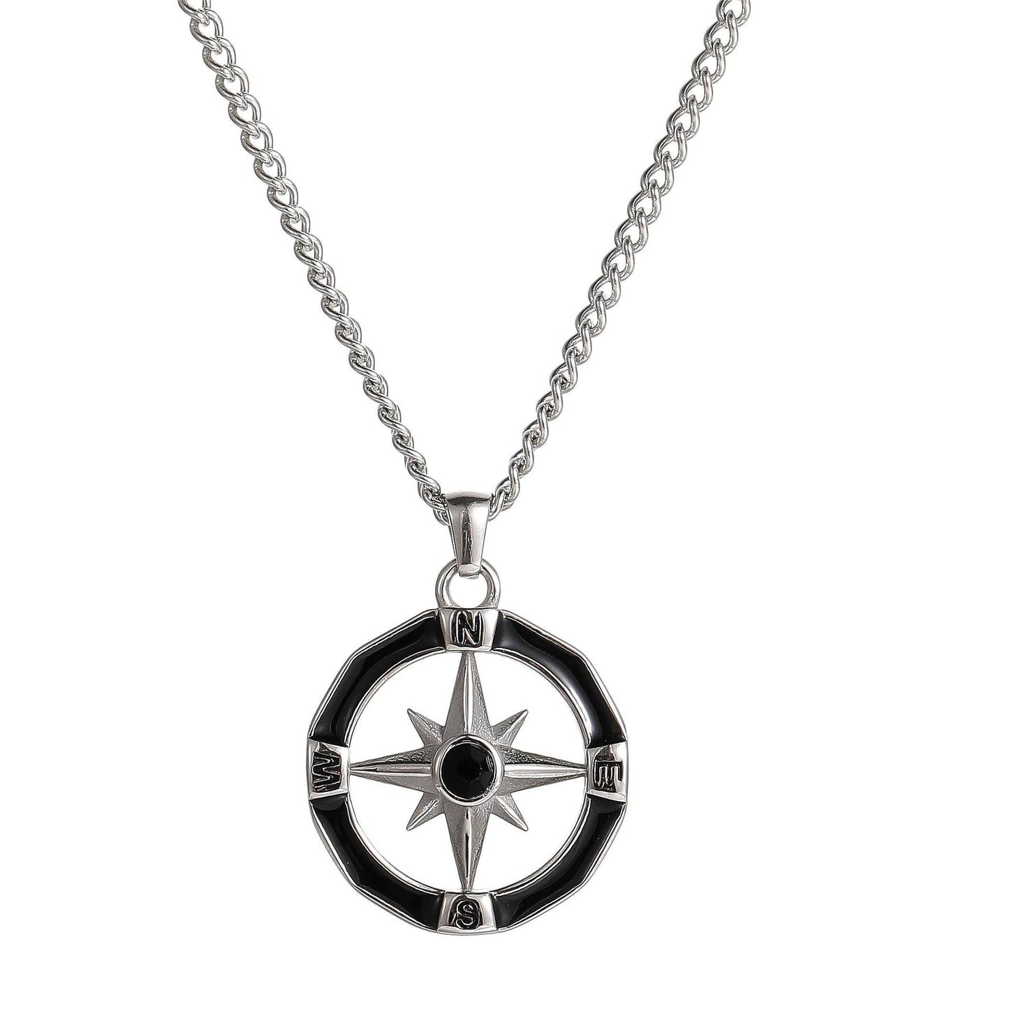 Asterism Compass Fashion Boys Simple High-grade Titanium Necklaces