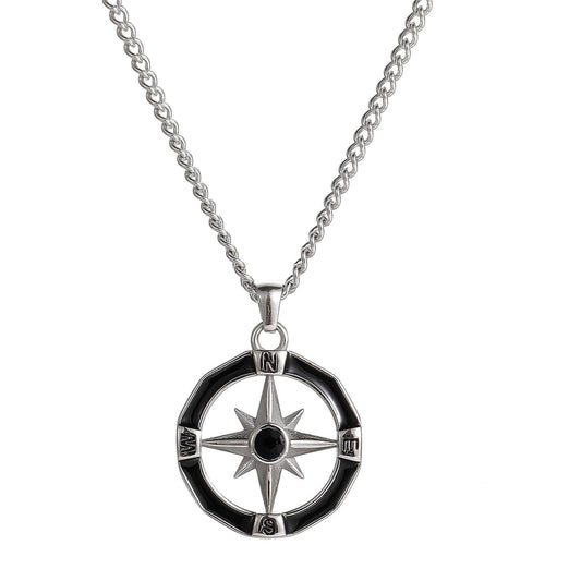 Asterism Compass Fashion Boys Simple High-grade Titanium Necklaces