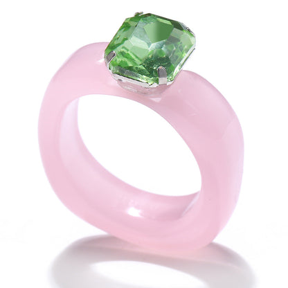 Colored Gemstone Diamond Resin Index Finger Rings
