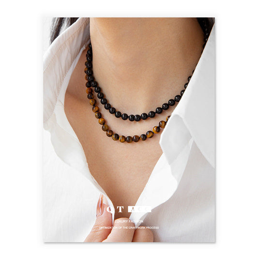 Sier Chinese Retro Ethnic Style Tigereye Necklaces