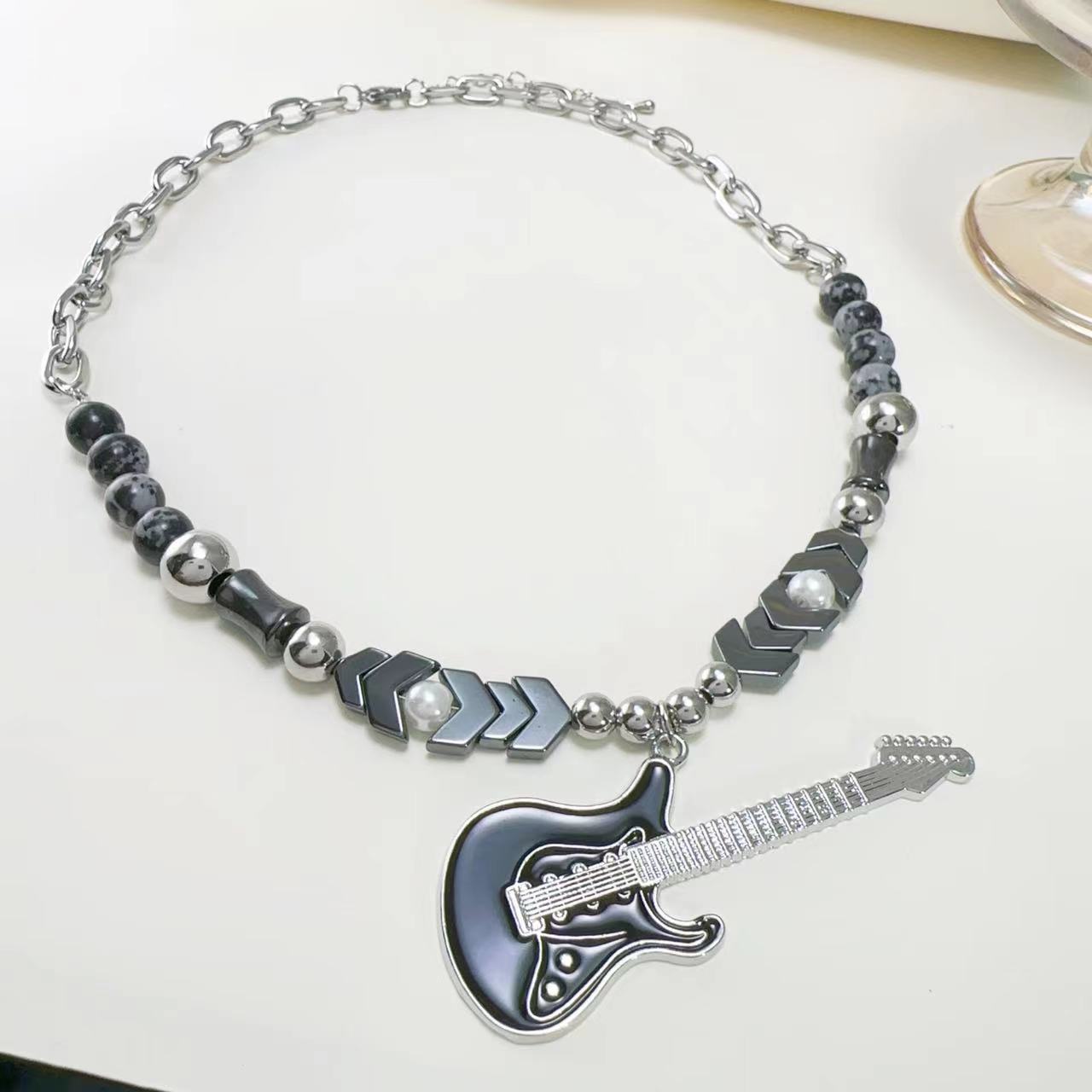 Women's Flame Guitar Pendant For Niche Personality Design Sweet Cool Necklaces