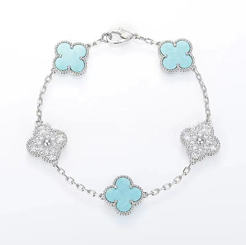 Red Agate Clover Female Pork Belly White Shell Bracelets