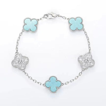 Red Agate Clover Female Pork Belly White Shell Bracelets