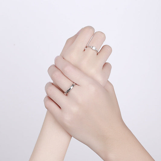 Women's & Men's Zircon Diamond Couple Pure Sier And Rings