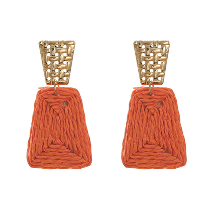 Women's Raffia Fashionable Trapezoidal Alloy Party Earrings