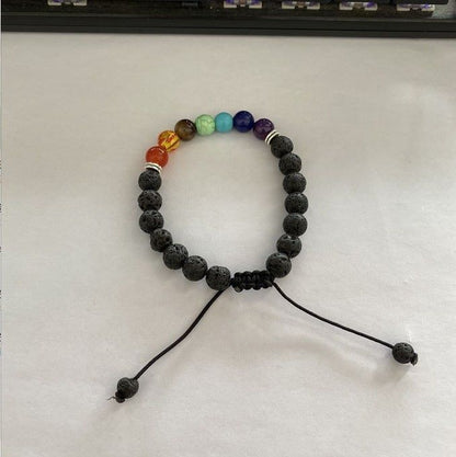 Black Volcanic Rock Handmade Beaded Yoga Bracelets