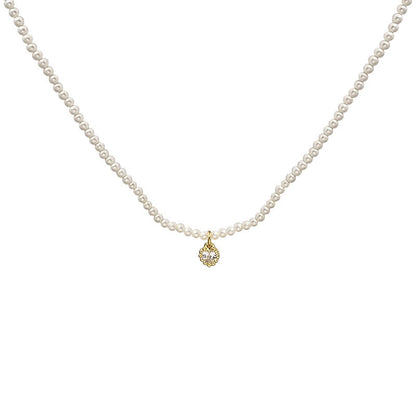 Women's Glass Pearl Heart Light Luxury High-grade Clavicle Chain Summer Necklaces