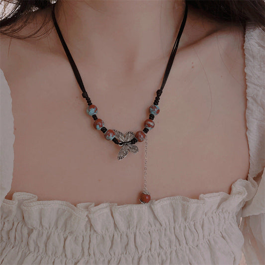 Women's Personality Butterfly Ethnic Graceful National Fashion Red Necklaces