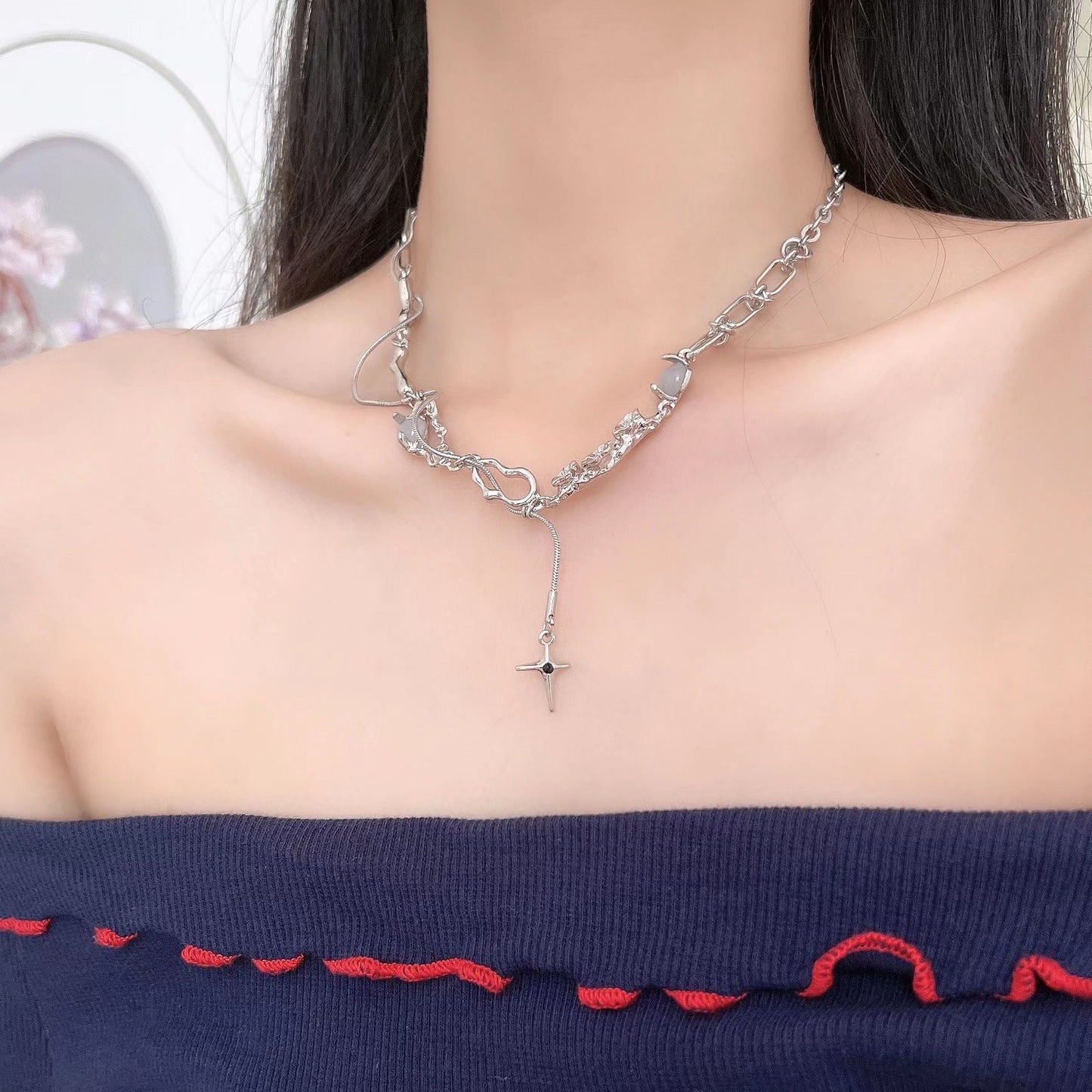 Texture Pattern Moonstone Female Design Special Necklaces