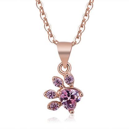 Rose Gold Plated Cat's Paw Heart-shaped Footprints Rings