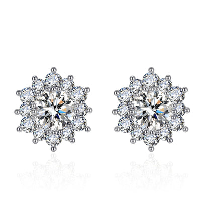 Women's Broadcast Zircon Sunflower High-grade Full Diamond Earrings