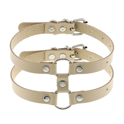 Gothic Style Leather Double Row Circle Simple Personality Necklaces