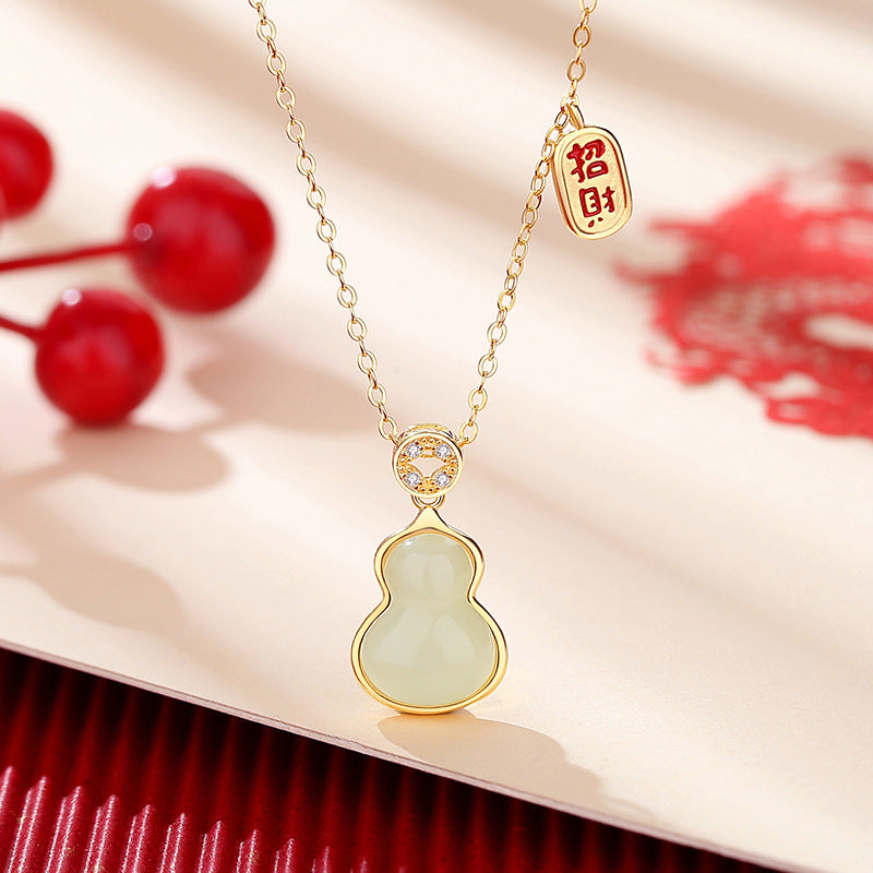 Women's Sier Good Fortune Gourd National Fashion Necklaces