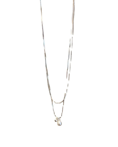 Women's Water Drop Pearl Advanced Design Sense Niche Temperament Double Necklaces