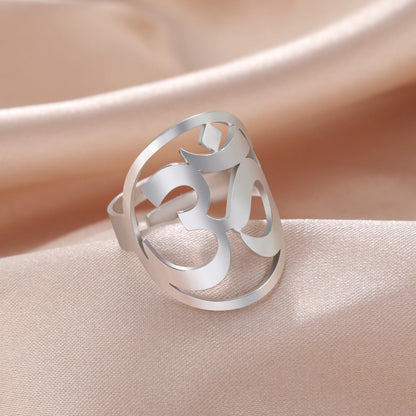 Popular Stainless Steel Color Golden Hollow Logo Rings