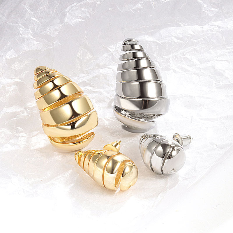 Women's Spiral Pattern Shaped Water Drop Ear Fashion Earrings