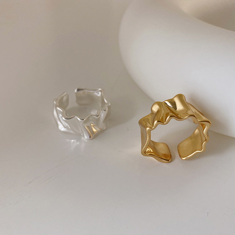 Women's Niche Design Irregular Matte Metal Open For Rings