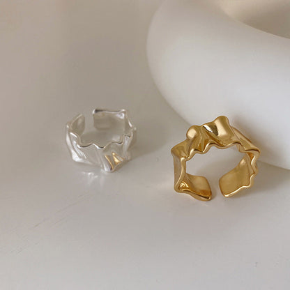 Women's Niche Design Irregular Matte Metal Open For Rings