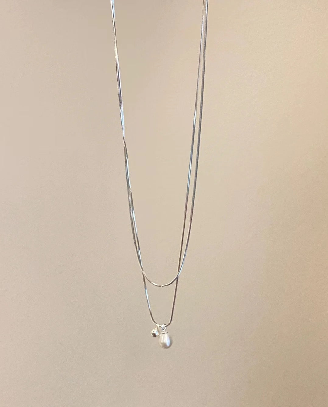 Women's Water Drop Pearl Advanced Design Sense Niche Temperament Double Necklaces