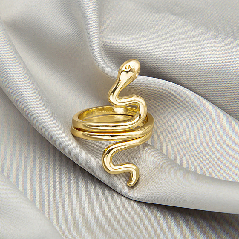 Collection Snake-shaped Animal Open Geometric Retro Rings