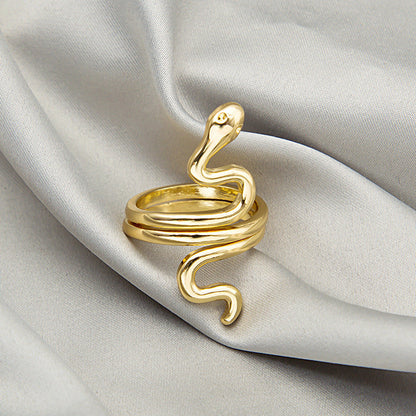 Collection Snake-shaped Animal Open Geometric Retro Rings