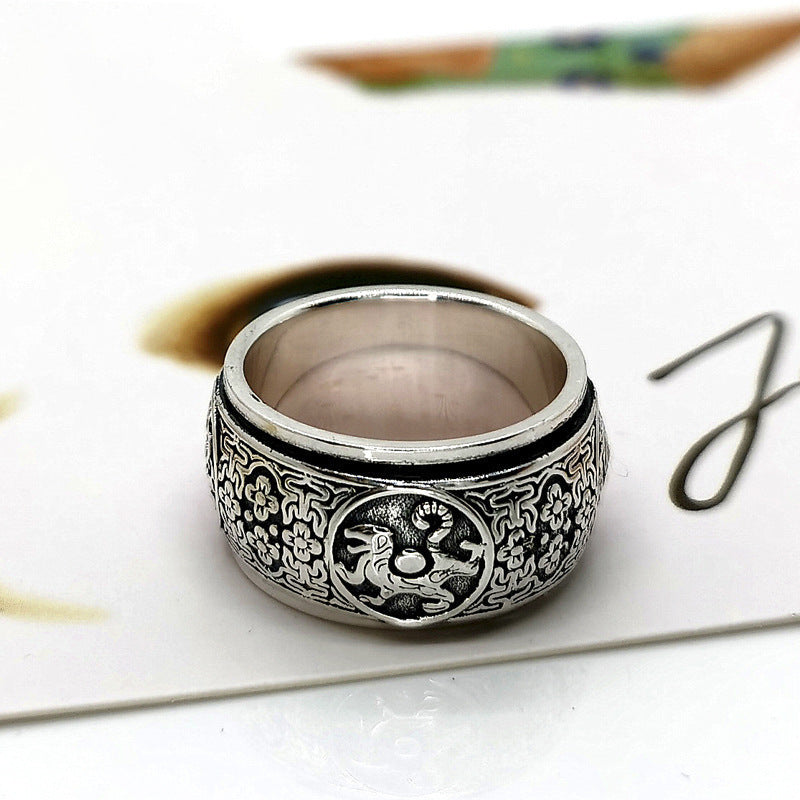 Men's Domineering Sterling Sier Pure Personality Trendy Retro Rings