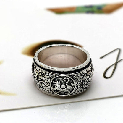 Men's Domineering Sterling Sier Pure Personality Trendy Retro Rings