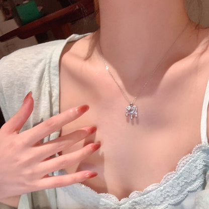 Women's Sier Accessories Safety Lock Pendant Fu Character Necklaces