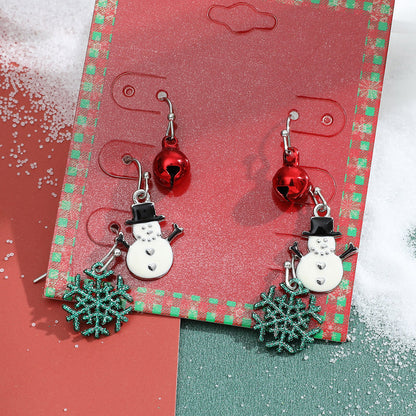 Cute Fashion Alloy Dripping Elk Snowflake Ear Earrings