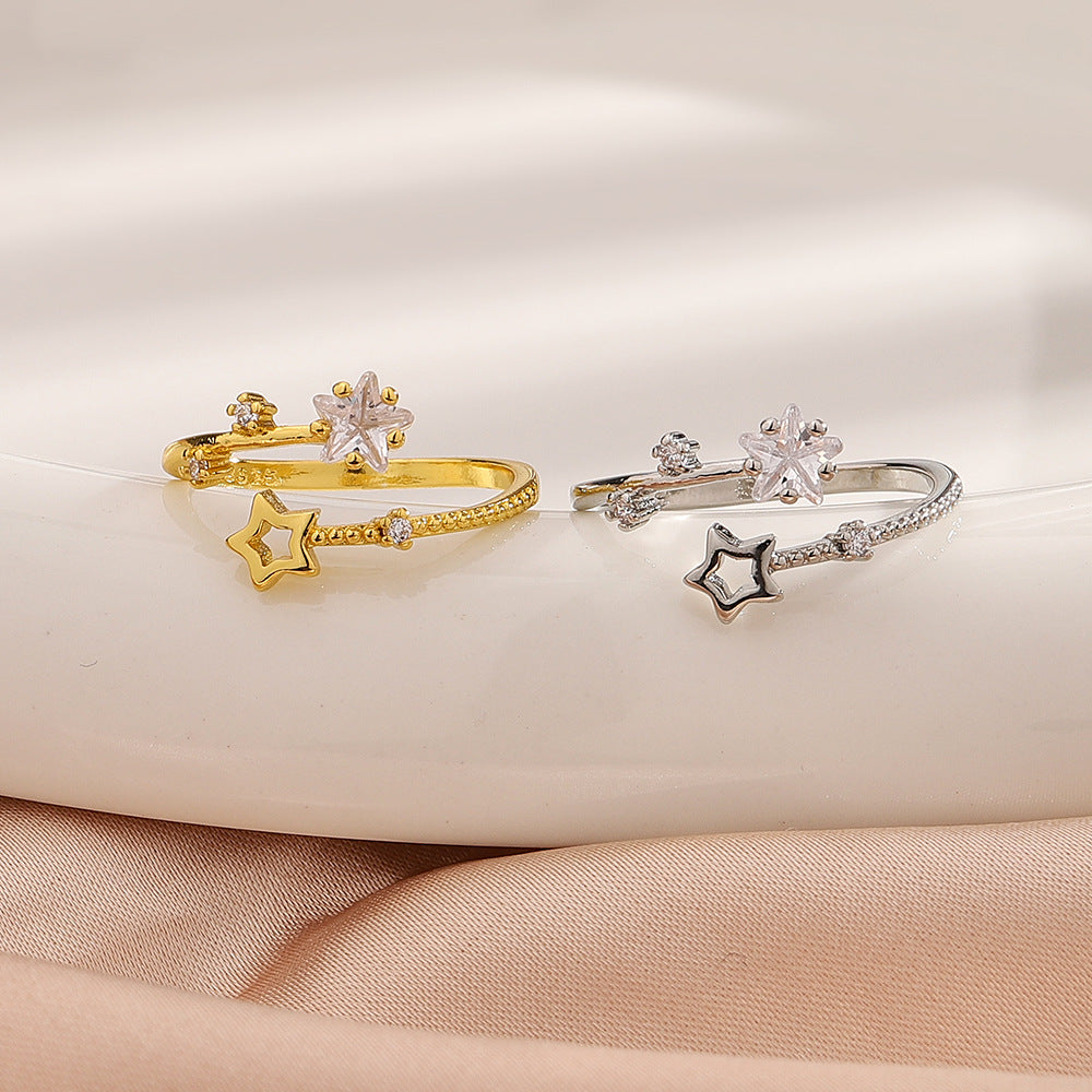 Stars Female Cold Style Personality Trendy Simple Rings
