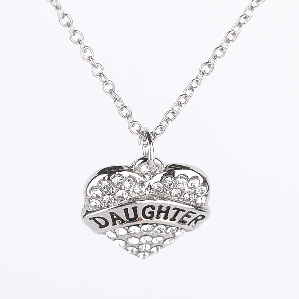 Simple Letter Family Member Full Diamond Necklaces