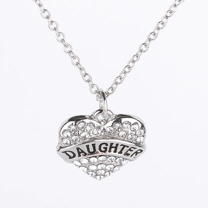 Simple Letter Family Member Full Diamond Necklaces